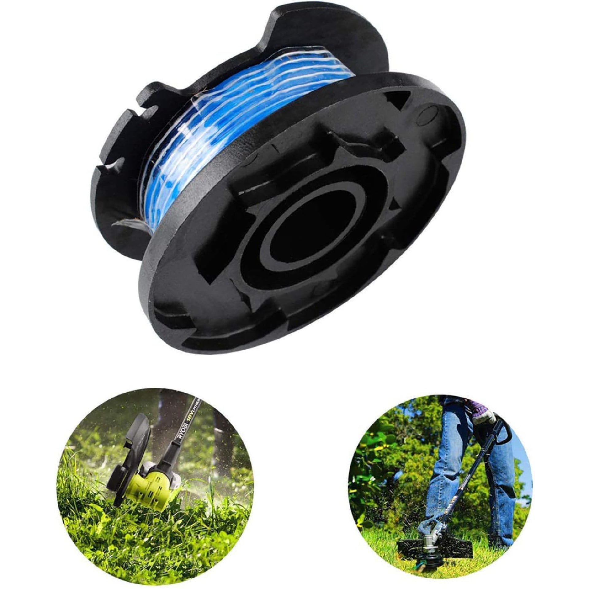 Eyoloty AC14RL3A String Trimmer Replacement Line for Ryobi One+18v, 24v, 40v Cordless Trimmers,11ft 0.065" Auto Feed Cordless Weed Eater Spools Line with AC14HCA Cap Covers Parts(6 Spools, 1 Cap)