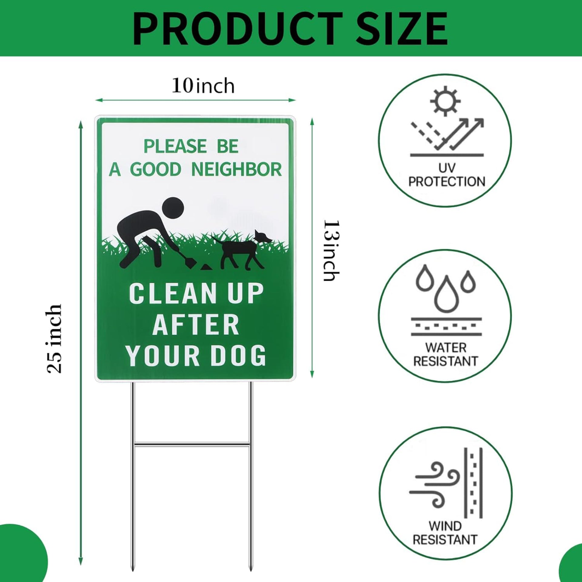 Eyoloty Clean Up After Your Dog Sign with Metal Stake,13"X10" Double Sided Dog Poop Signs for Yard,Please Be a Good Neighbor,Pick Up After Your Dog Sign,Waterproof,Fade Resistant,Easy Install (3 Pack)