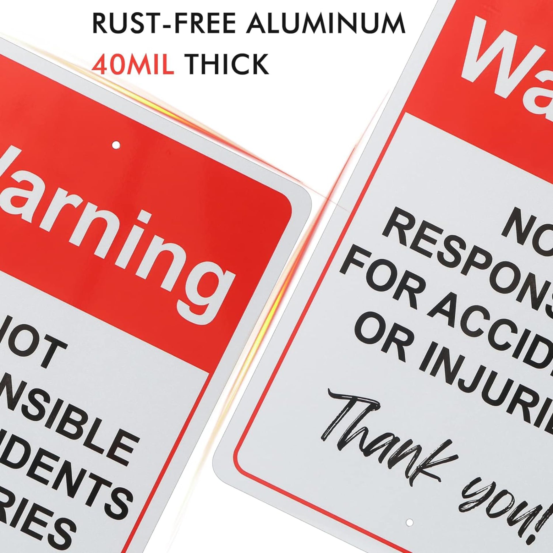 Eyoloty Not Responsible for Accidents or Injuries Sign,Enter at Your Own Risk Sign 12" x 8" .040 Aluminum Reflective Sign Rust Free Aluminum-UV Protected and Weatherproof,Indoor/Outdoor Use