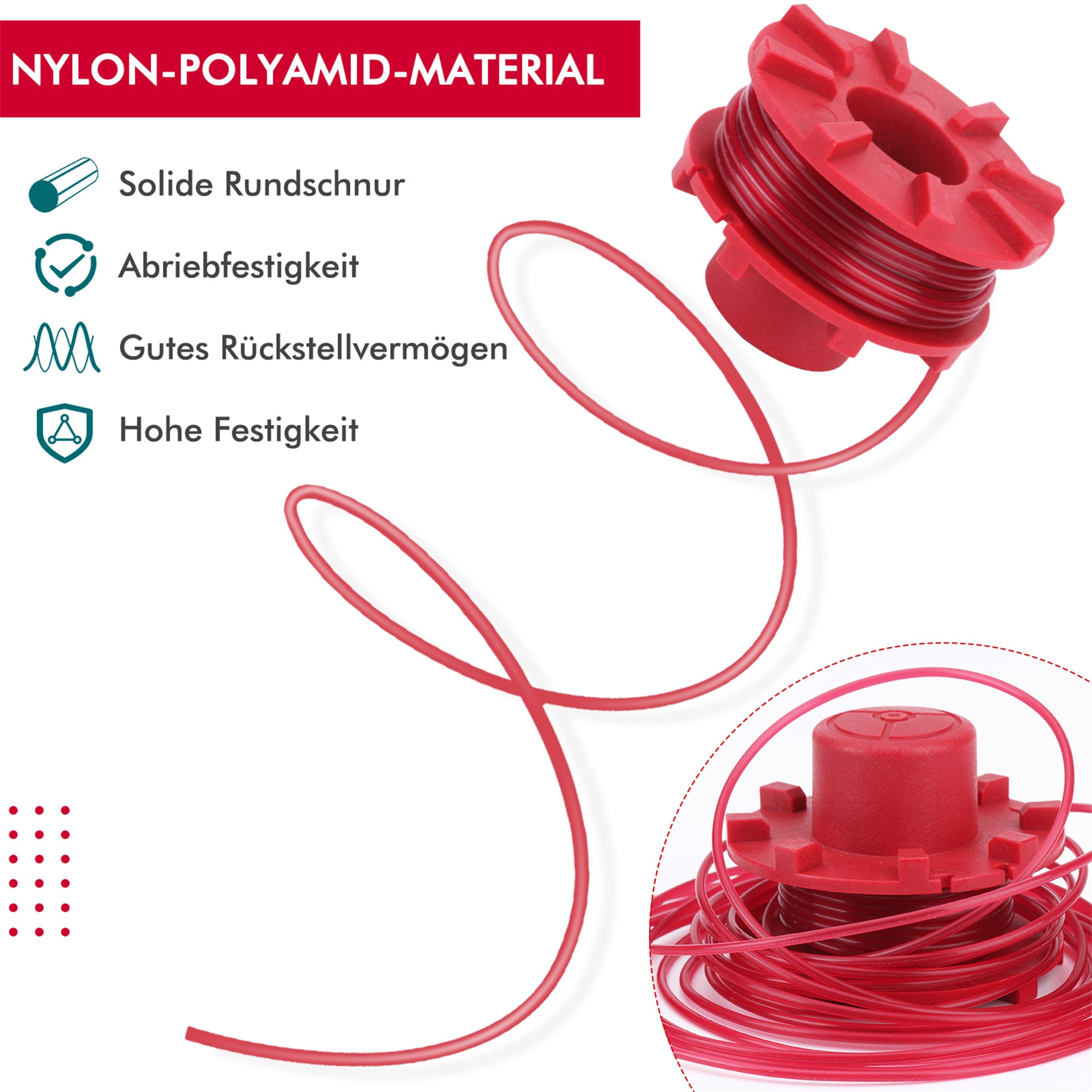 Eyoloty GE-CT 36/30 Li E Fadenspule passend für Einhell Akku-Rasentrimmer GE-CT 36/30 Li E Solo,AGILLO 36/255 BL, AGILLO 18/200 Ersatzfadenspule Länge 8 m, aus Nylon, Durchmesser 2 mm (3 Stücke)