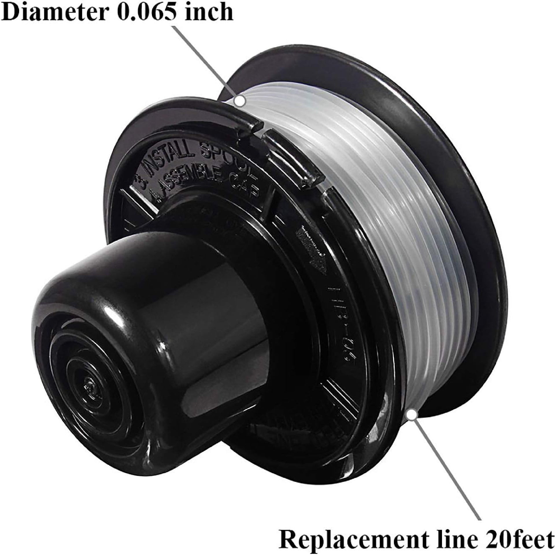 Eyoloty RS-136 Trimmer Spools Line 20ft 0.065" Compatible with Black Decker ST4500 ST1000 ST4000 GE600 CST800 ST6800 String Trimmer,Weed Eater Replacement Line Auto-Feed Spool with 682378-02 Cap