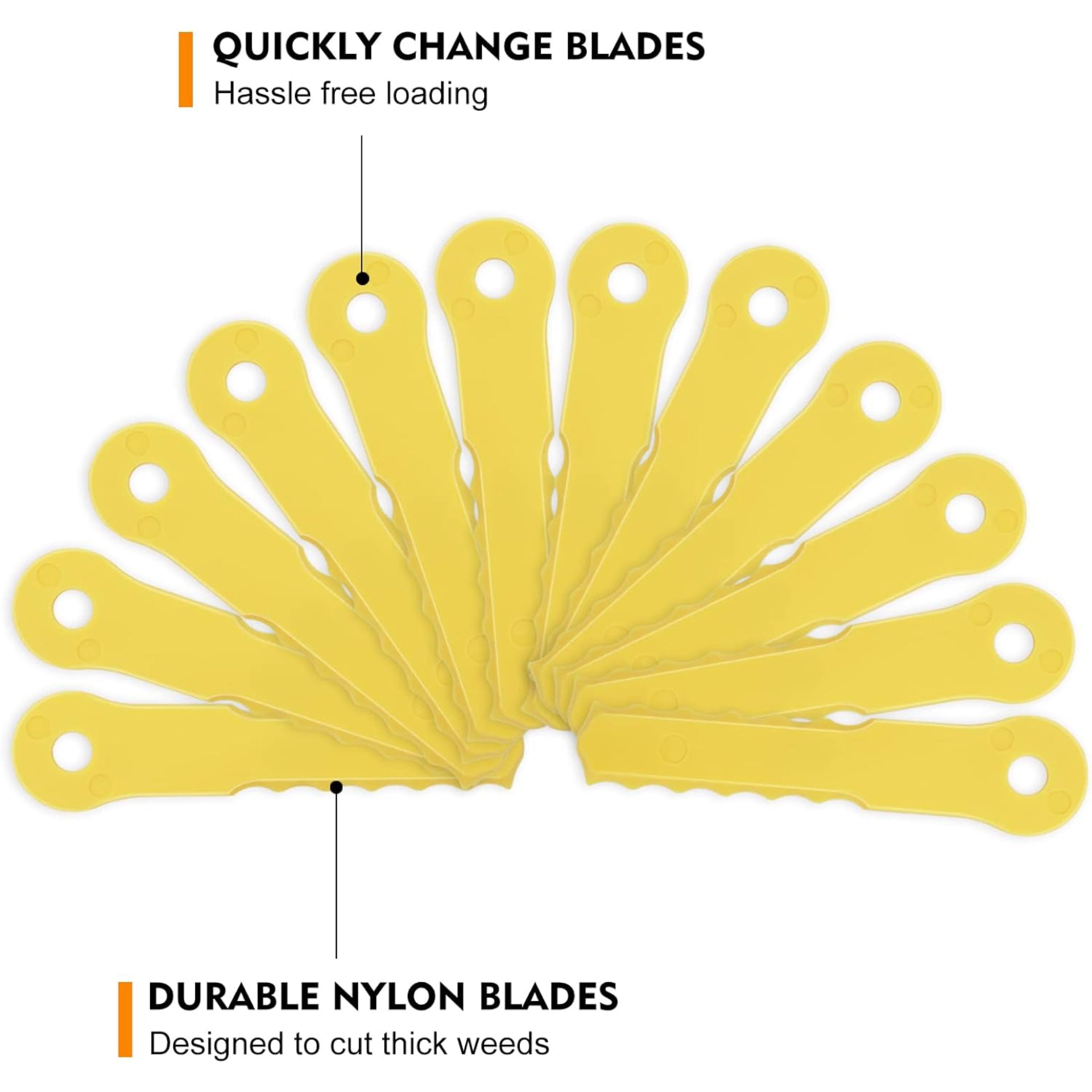 Eyoloty 70289A Nylon Replacement Blades Compatible with Weed Warrior 14867B Push-N-Load 3-Blade Trimmer Head,PivoTrim Hybrid and Ugly Head Hybrid 2-N-1 Weed Trimmer Heads (36 Pack)