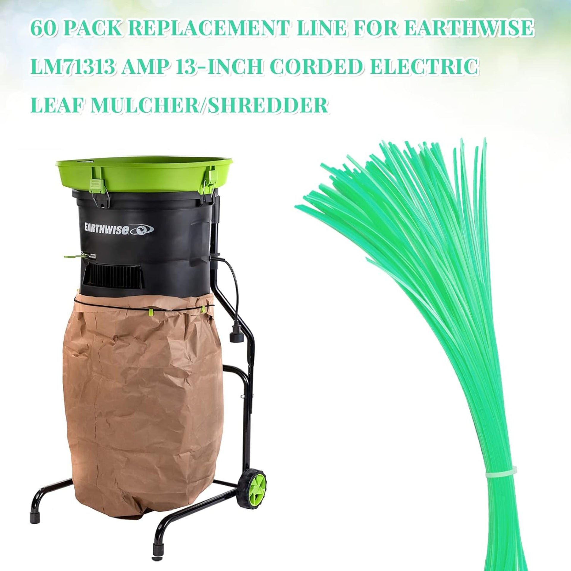 Eyoloty Replacement Line 60-Pack Compatible with Earthwise LM71313 Amp 13-Inch Corded Electric Leaf Mulcher/Shredder