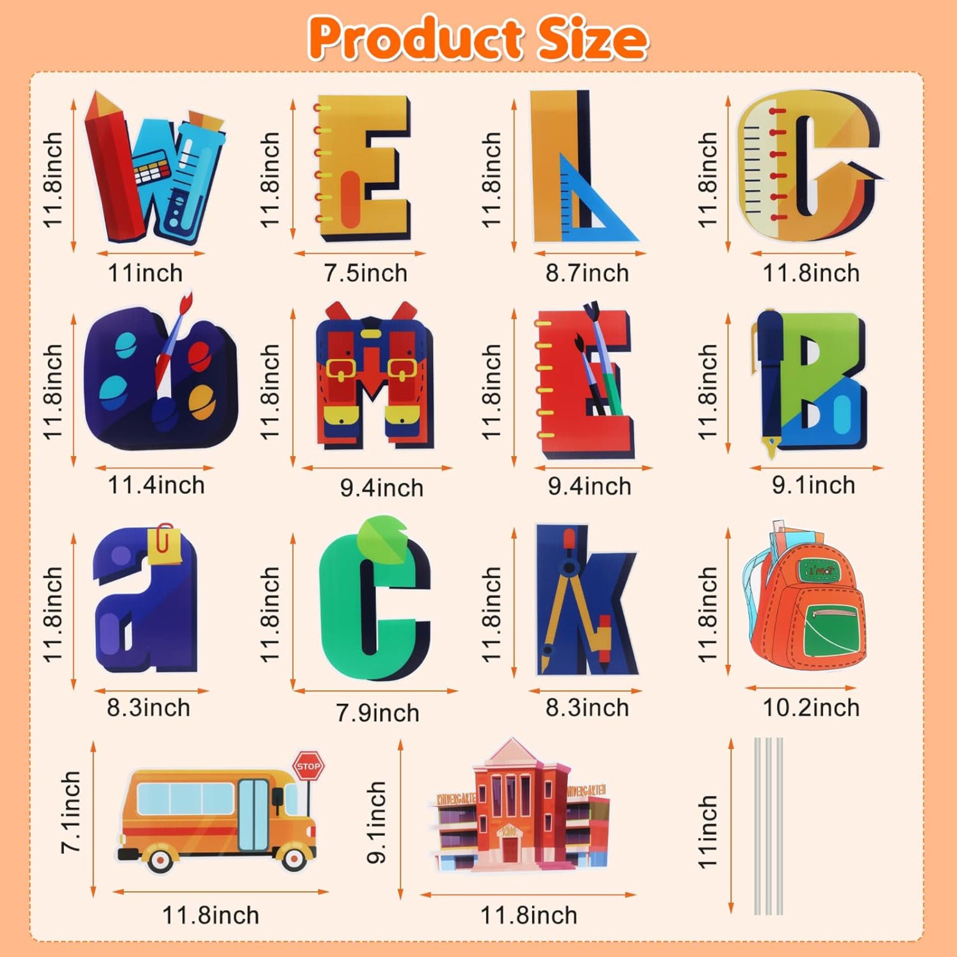 Eyoloty Welcome Back to School Yard Sign,Welcome Back Yard Sign with Stakes,Back To School Decorations Sign for First Day of School Outdoor Lawn Party,Waterproof Corrugated Board,Not Fade (14 Pcs)