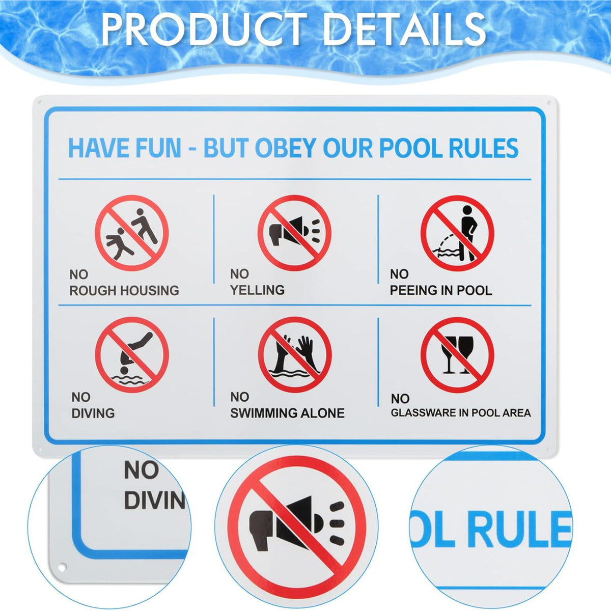 Large Pool Sign Eyoloty 18 x 12
