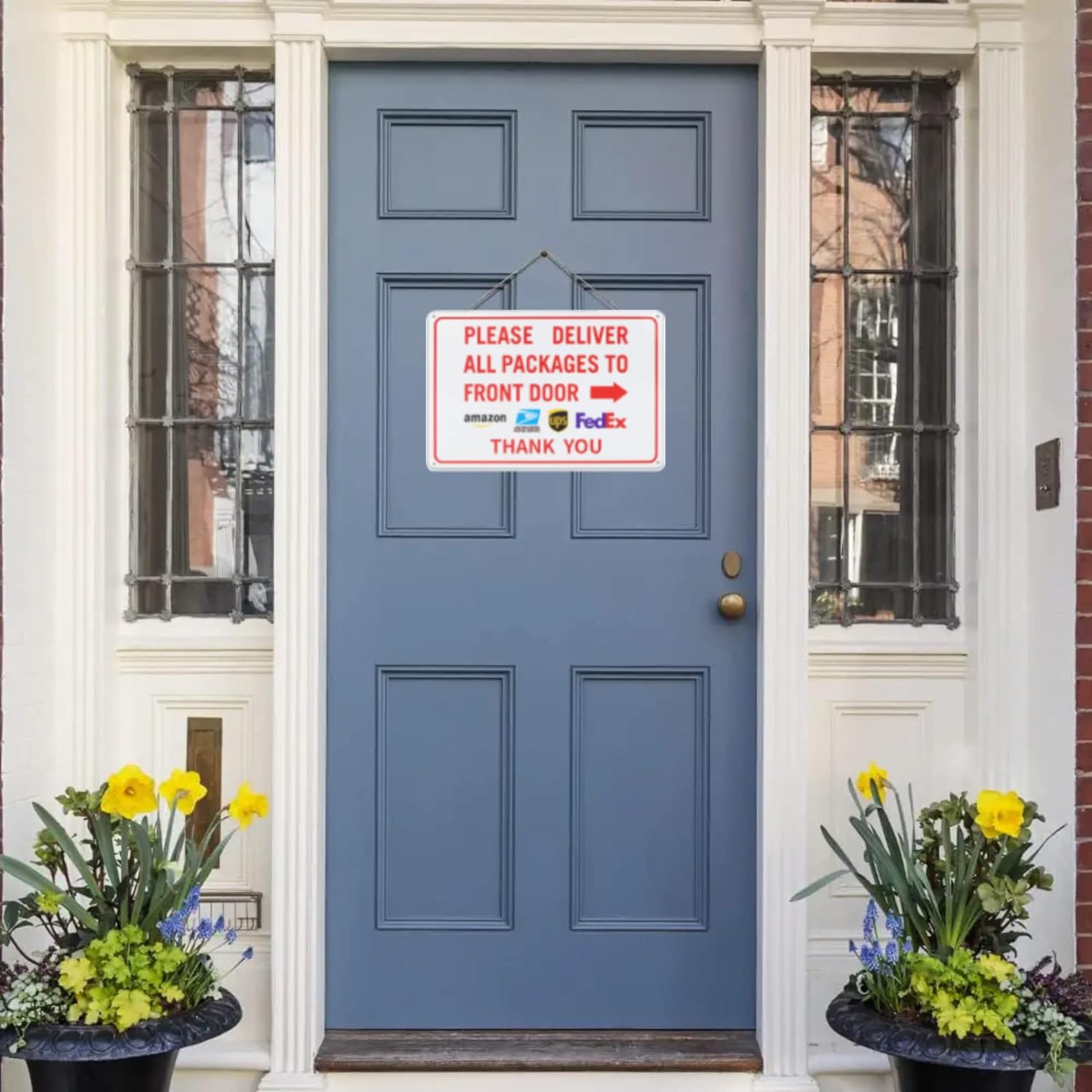 Eyoloty Package Delivery Sign Instructions,Delivery Amazon UPS FedEx Packages to Front Door,12" x 8" Aluminum Package Signs,Easy Mounting,Fade Resistance,Indoor/Outdoor Use(2 Pack)