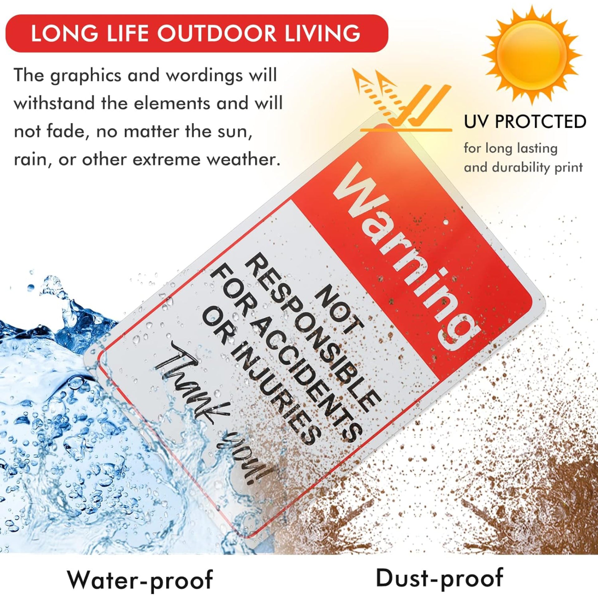Eyoloty Not Responsible for Accidents or Injuries Sign,Enter at Your Own Risk Sign 12" x 8" .040 Aluminum Reflective Sign Rust Free Aluminum-UV Protected and Weatherproof,Indoor/Outdoor Use