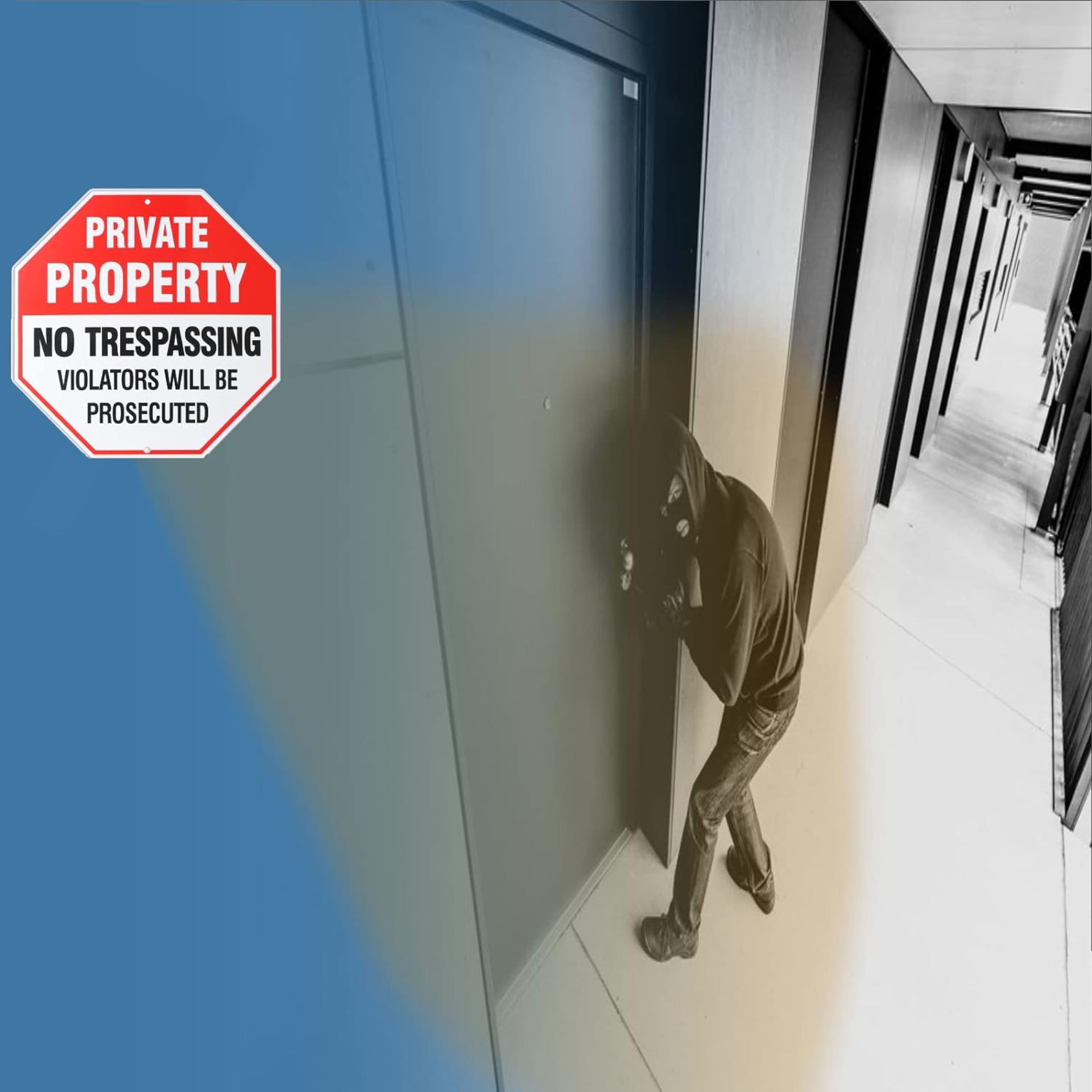Eyoloty 2 Pack Private Property No Trespassing Signs,12 x 12 Inch Metal No Trespassing Signs Heavy Duty Aluminum,UV Ink Printing,Security Signs for House,Business,Waterproof Indoor/Outdoor Use