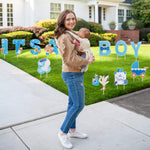 Eyoloty 11 Pcs Large It‘s A Boy Yard Signs with Stakes,Blue Baby Shower Gender Reveal Signs Decorations,Welcome Home Baby Sign Waterproof Corrguated Plastic,Not Fade,Outdoor Lawn Garden Party Use