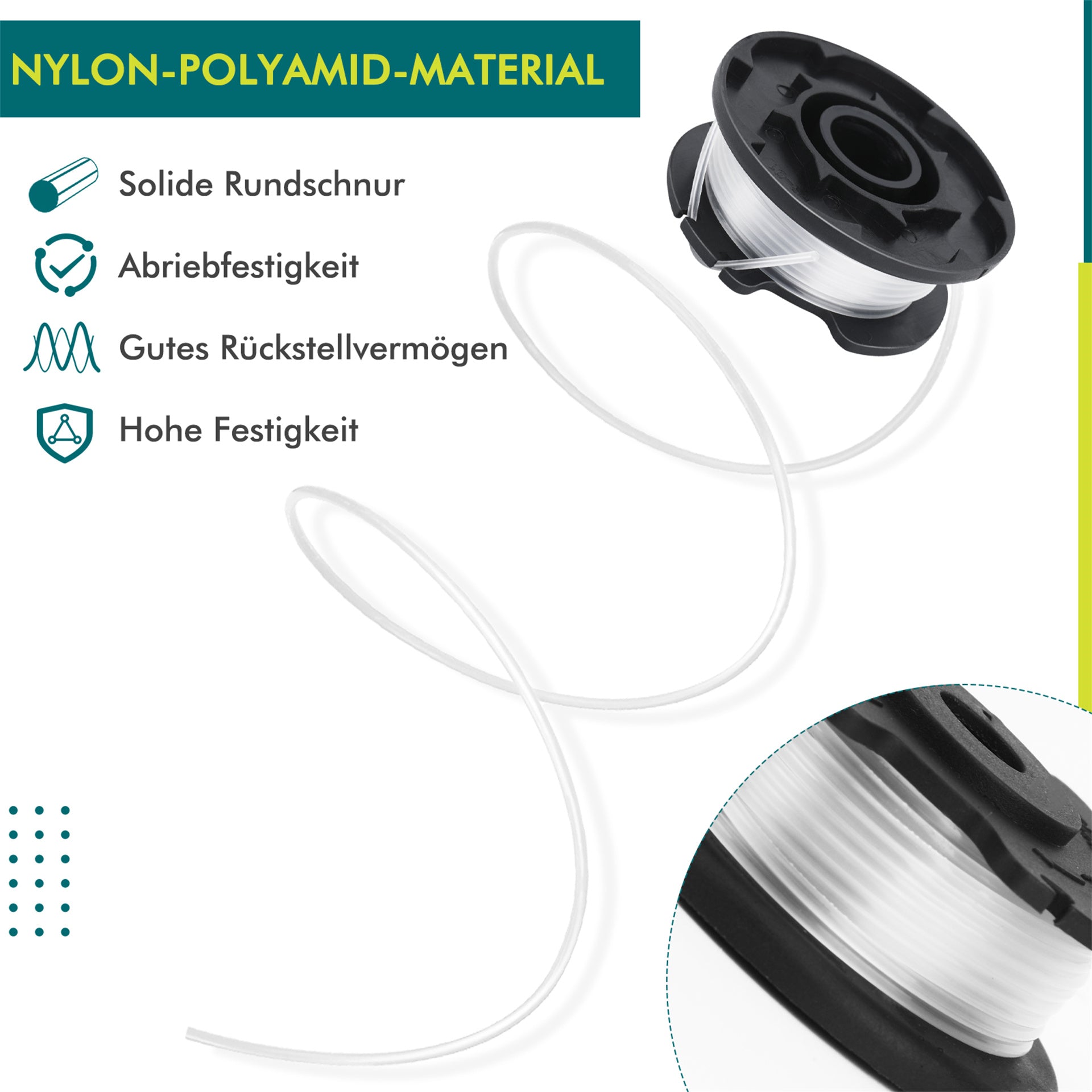 CDIYTOOL Lot De 7 Bobines De Fil Nylon Pour Débroussailleuse Ein-hell GE-CT 18/28 Li, 4,9m X 1,6mm