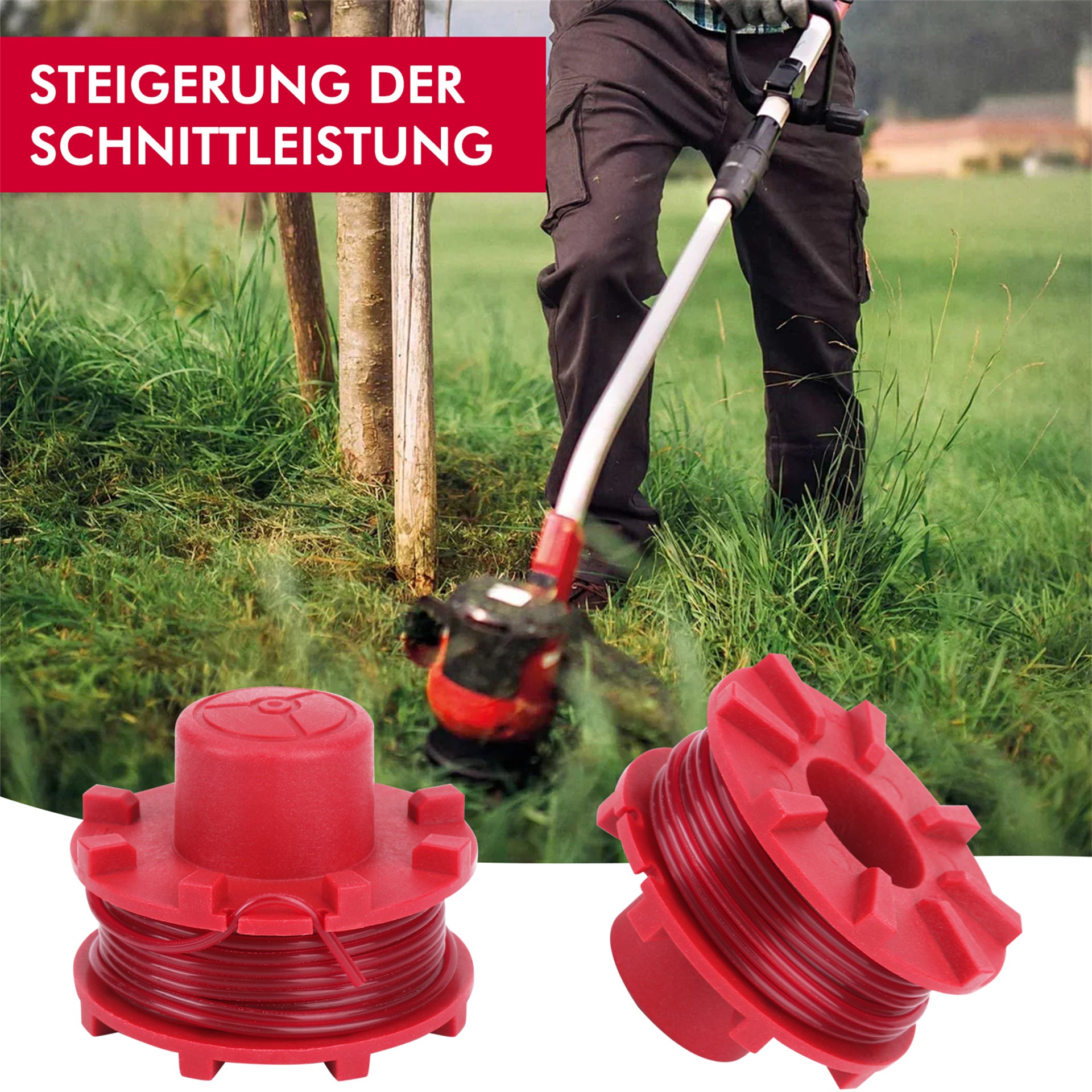 Eyoloty GE-CT 36/30 Li E Fadenspule passend für Einhell Akku-Rasentrimmer GE-CT 36/30 Li E Solo，AGILLO 36/255 BL, AGILLO 18/200 Ersatzfadenspule Länge 8 m, aus Nylon, Durchmesser 2 mm (3 Stücke)
