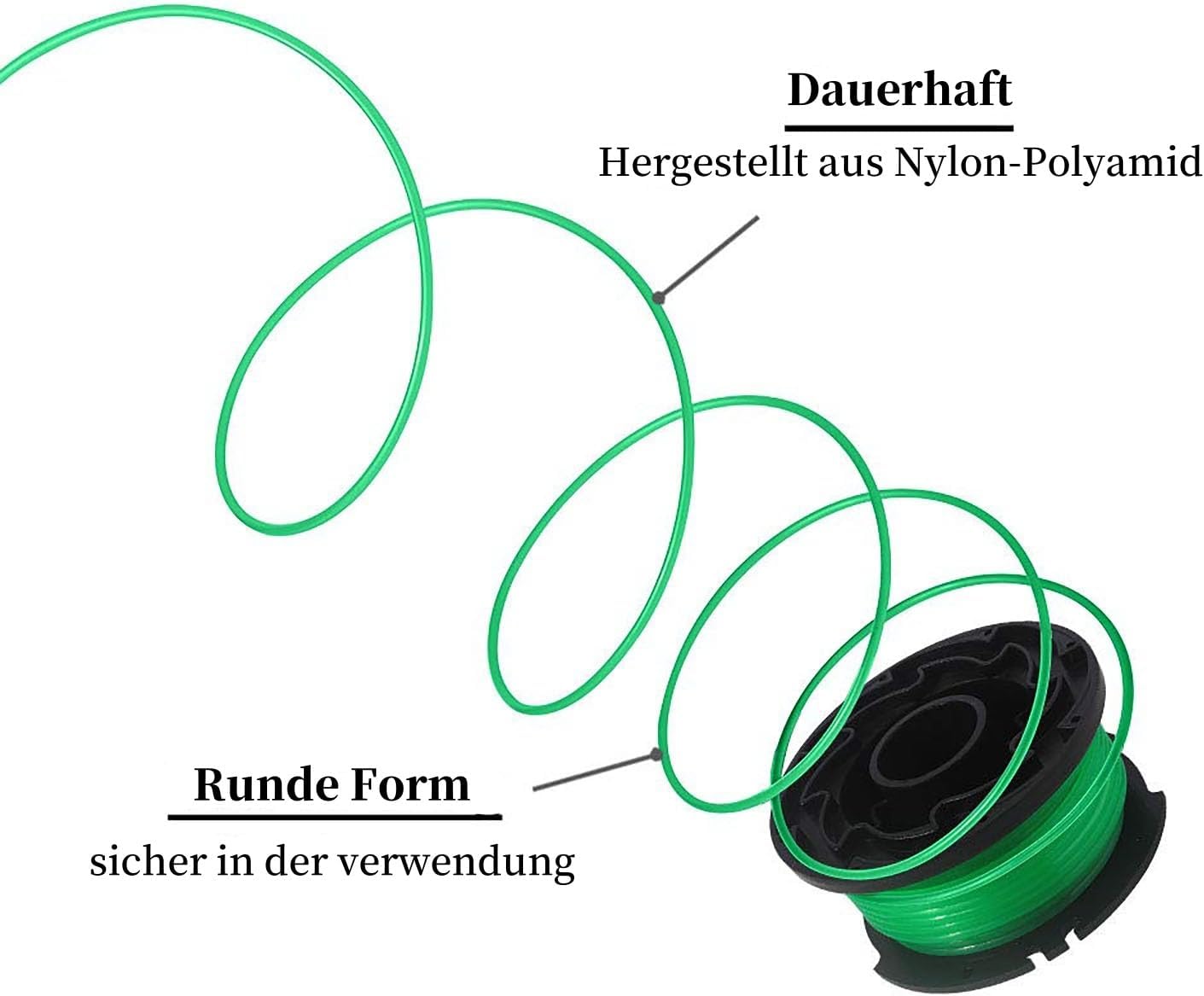 Eyoloty Fadenspule Reflex A6486 A6486-XJ A6482 passend für Black+Decker GL8033,GL9035,STB3620L,STC5433,STC5433B,STB3620L Rasentrimmer，6 M Länge Ø 2 mm mit 90583594 spulendeckel (4 Spulen + 1 Kappe)