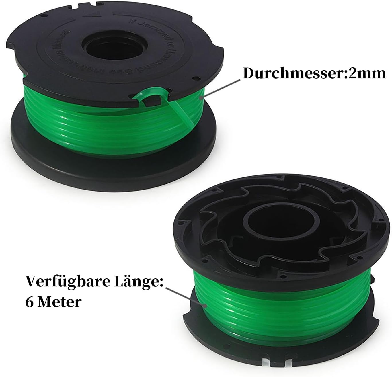 Eyoloty Fadenspule Reflex A6486 A6486-XJ A6482 passend für Black+Decker GL8033,GL9035,STB3620L,STC5433,STC5433B,STB3620L Rasentrimmer，6 M Länge Ø 2 mm mit 90583594 spulendeckel (4 Spulen + 1 Kappe)