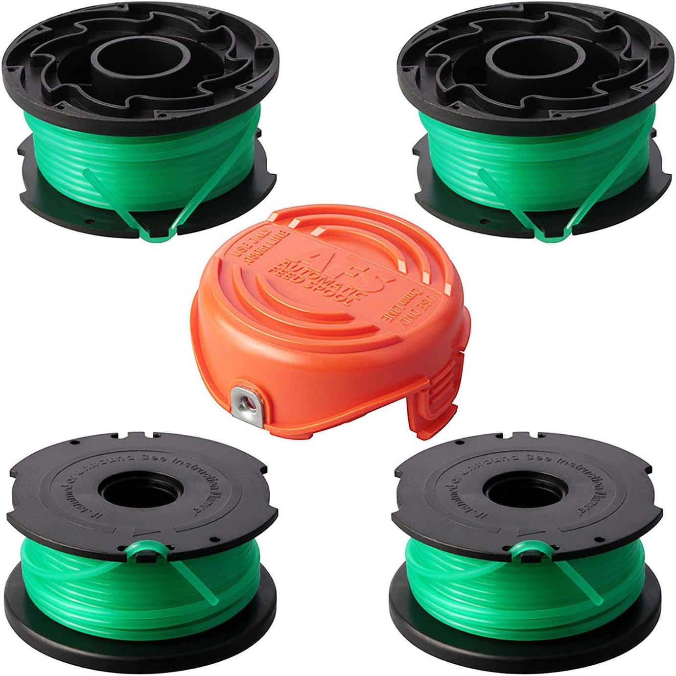 Eyoloty Fadenspule Reflex A6486 A6486-XJ A6482 passend für Black+Decker GL8033,GL9035,STB3620L,STC5433,STC5433B,STB3620L Rasentrimmer，6 M Länge Ø 2 mm mit 90583594 spulendeckel (4 Spulen + 1 Kappe)